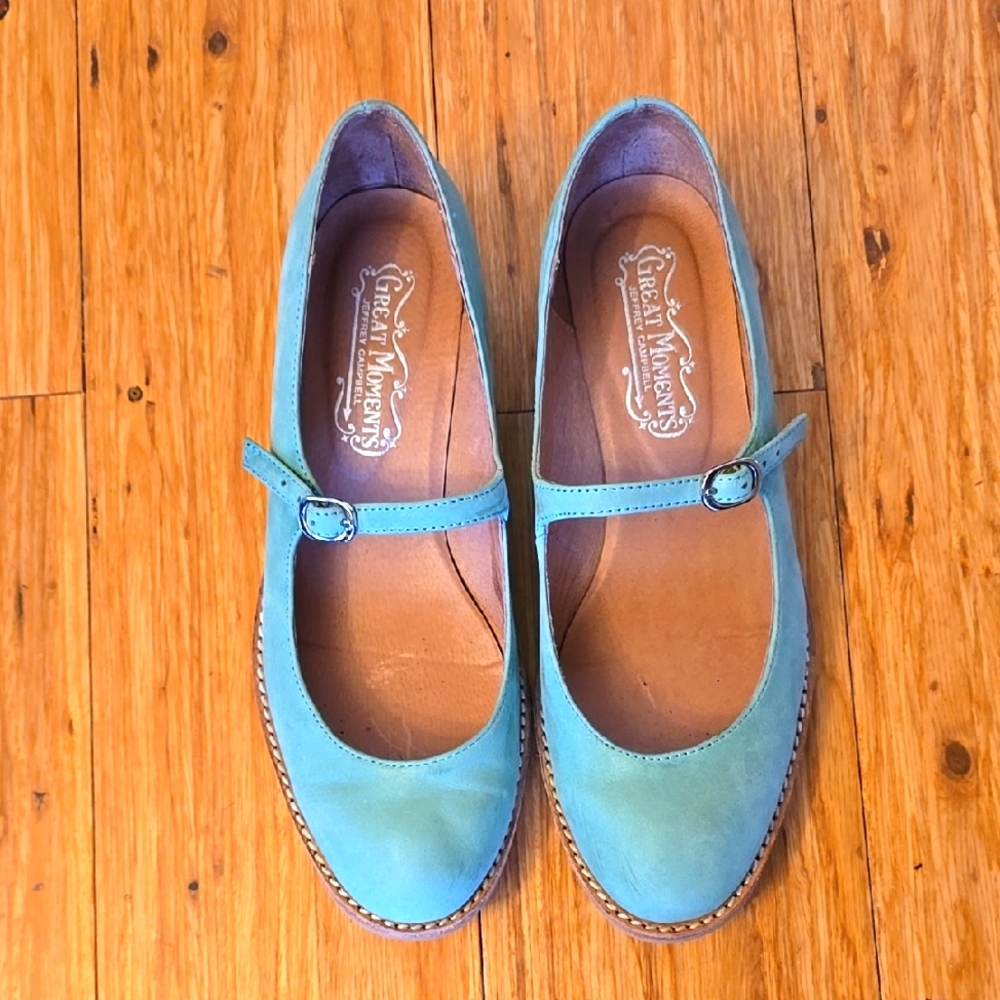 Turquoise Mary Jane Flats